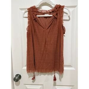 Max Studio Mesh Ruffle Tank